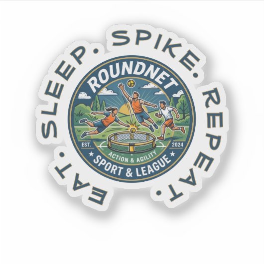 Eat. Sleep. Spike. Repeat. Sticker (Voorkant)