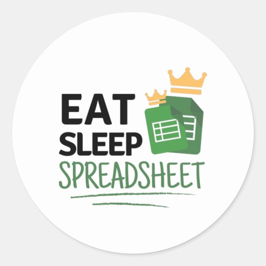 Eat Sleep Spreadsheet Classic Round Sticker (Voorkant)