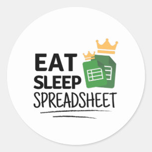 Eat Sleep Spreadsheet Classic Round Sticker