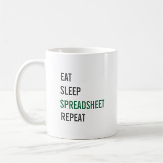 Eat Sleep Spreadsheet Herhaal Funny Accounting Koffiemok