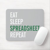 Eat Sleep Spreadsheet Herhaal Funny Accounting Muismat (Met muis)