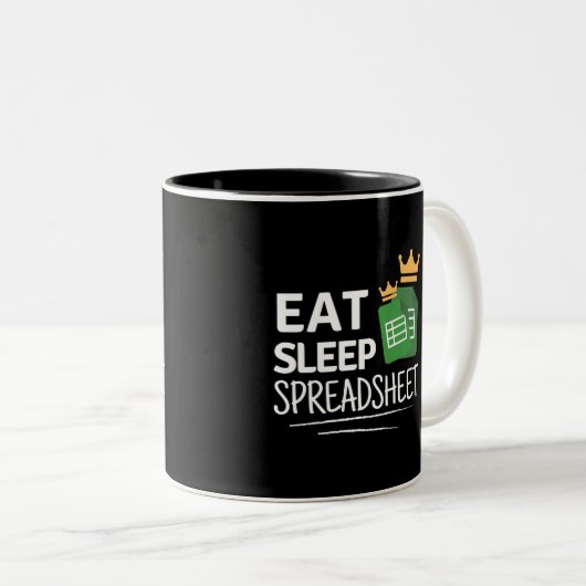 Eat Sleep Spreadsheet Two-Tone koffie Mok (Voorkant rechts)