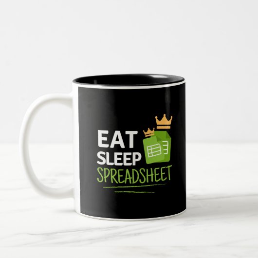 Eat Sleep Spreadsheet Two-Tone koffie Mok (Links)