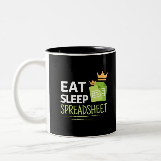 Eat Sleep Spreadsheet Two-Tone koffie Mok (Links)
