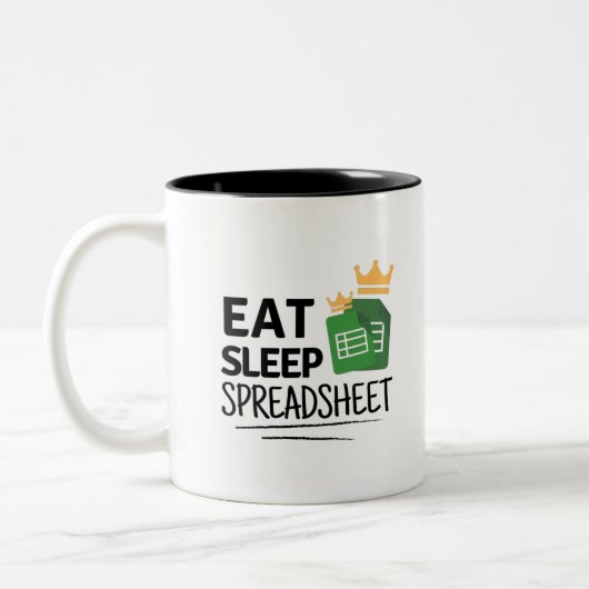 Eat Sleep Spreadsheet Two-Tone koffie Mok (Links)