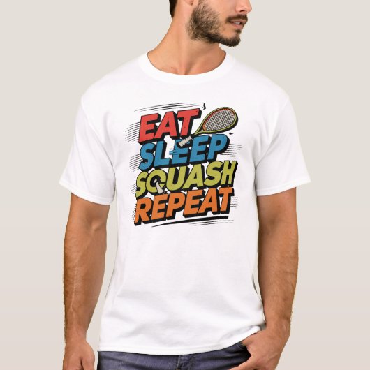 Eat Sleep Squash Herhalen T-shirt (Voorkant)