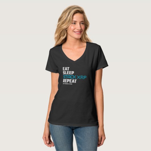 Eat Sleep Stack Funny XRP Crypto Quote Meme T-shirt (Voorkant volledig)