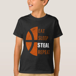 Eat Sleep Steal Herhaal plezier Bysketbyll Mannen T-shirt