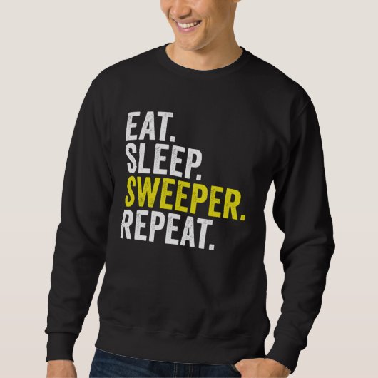 Eat Sleep Sweeper Repeat Cricket Trui (Voorkant)