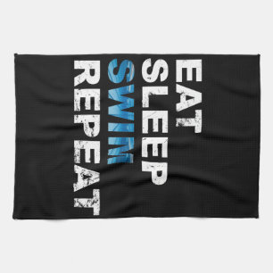 Eat Sleep Swim Herhalen - Funny Gift for Swimmer Theedoek