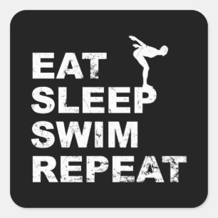 Eat Sleep Swim Herhalen - Grappig citaat voor zwem Vierkante Sticker