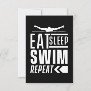 Eat Sleep Swim Herhalen RSVP Kaartje