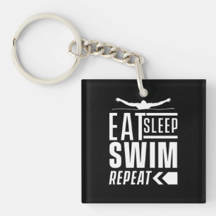 Eat Sleep Swim Herhalen Sleutelhanger