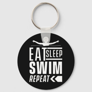 Eat Sleep Swim Herhalen Sleutelhanger