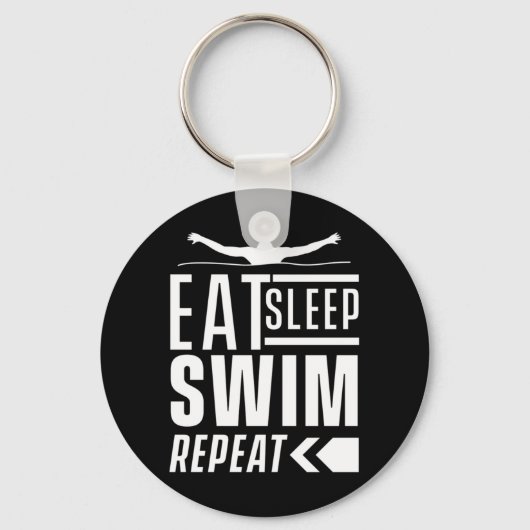 Eat Sleep Swim Herhalen Sleutelhanger (Voorkant)