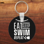 Eat Sleep Swim Herhalen Sleutelhanger (Voorkant)