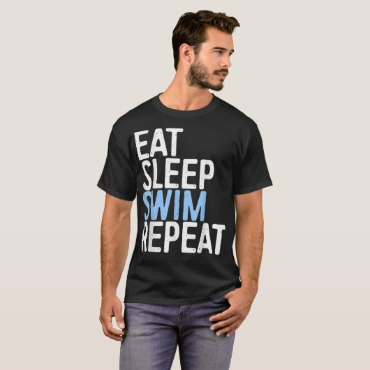 Eat Sleep Swim Herhalen zwemmer Gift T-shirt (Voorkant volledig)