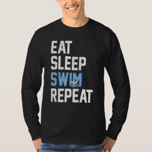 Eat Sleep Swim Herhalen zwemmer T-shirt