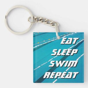 EAT SLEEP SWIM HERPEAT-sleutelhanger zwembad Sleutelhanger