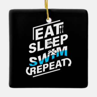 Eat Sleep Swim Keramisch Ornament