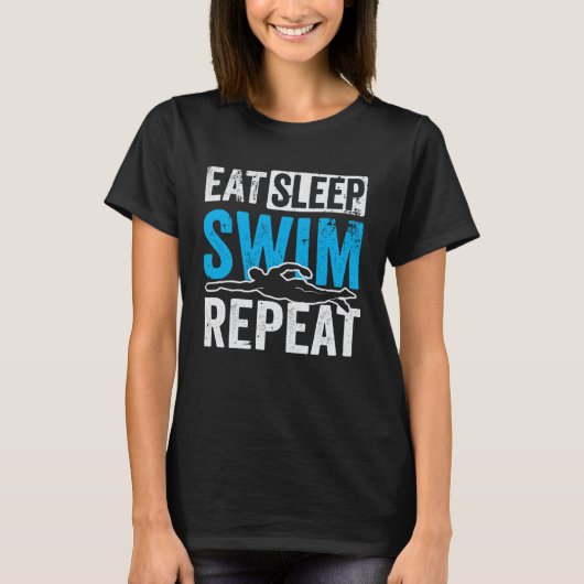 Eat Sleep Swim Repeat Swimmer T-shirt (Voorkant)