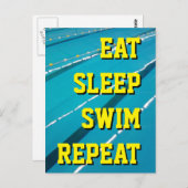 EAT SLEEP SWIM REPEAT zwembad briefkaarten (Voorkant / Achterkant)