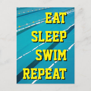 EAT SLEEP SWIM REPEAT zwembad briefkaarten