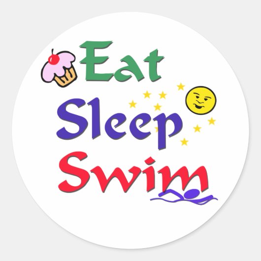 Eat Sleep Swim Ronde Sticker (Voorkant)