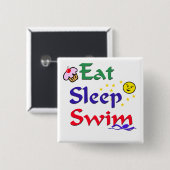 Eat Sleep Swim Vierkante Button 5,1 Cm (Voorkant /achterkant)