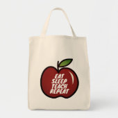 Eat Sleep Teach Herhaal canvas tas voor schoollera (Voorkant)