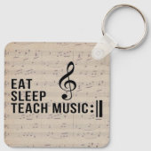 Eat Sleep Teach Music Herhaal Muziek Docent Humor Sleutelhanger (Achterkant)