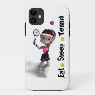 Eat Sleep Tennis Girl iPhone 11 Hoesje