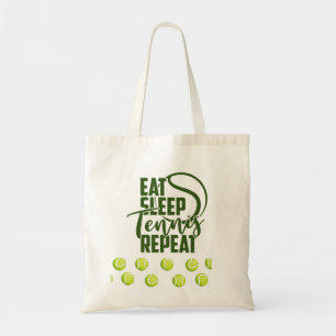 Eat Sleep Tennis Herhalen met tennisballen Tote Bag