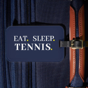Eat Sleep Tennis Navy Blue Bagagelabel