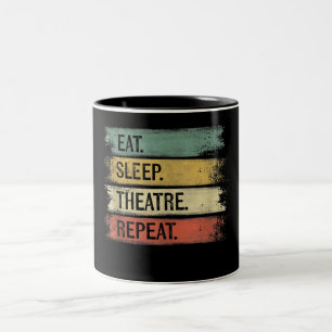 Eat Sleep Theater Tech Gifts Actor herhalen Tweekleurige Koffiemok