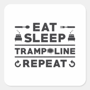 Eat Sleep Trampoline Herhaal trampolining Gymnast Vierkante Sticker