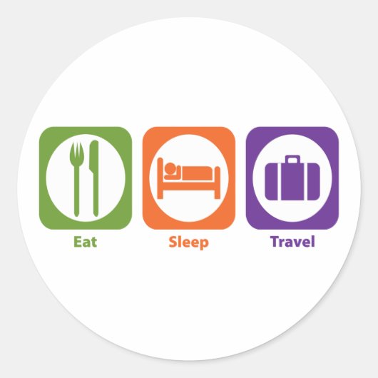 Eat Sleep Travel
 Ronde Sticker (Voorkant)