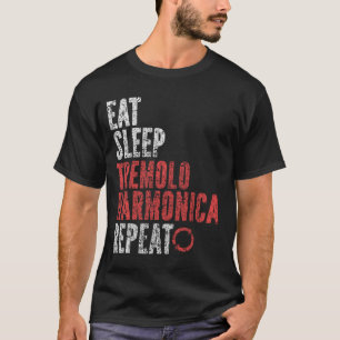 Eat Sleep Tremolo harmonica Herhaal T-shirt