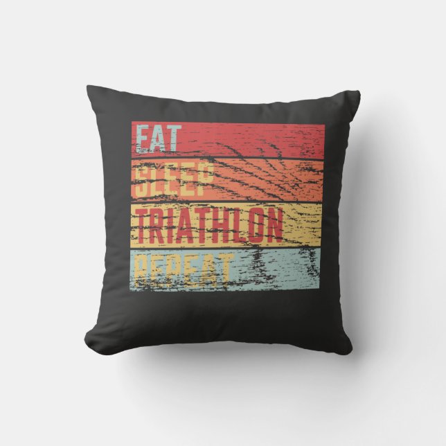 Eat Sleep Triathlon Repeat Kussen (Voorkant)