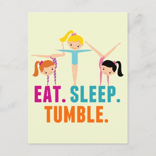 Eat Sleep Tumble Gymnastiek Briefkaart (Voorkant)