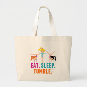 Eat Sleep Tumble Gymnastiek Grote Tote Bag