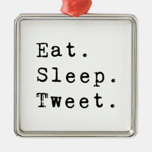 Eat Sleep Tweet Metalen Ornament