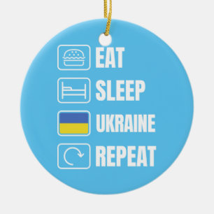 Eat Sleep Ukraine herhalen Keramisch Ornament
