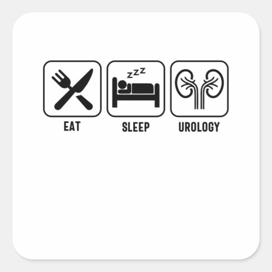 Eat. Sleep. Urology Vierkante Sticker (Voorkant)