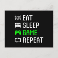 Eat Sleep Video Game Herhaal Funny Gamer Gaming