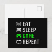 Eat Sleep Video Game Herhaal Funny Gamer Gaming Briefkaart (Voorkant / Achterkant)