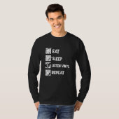 Eat Sleep Vinyl Herhalen Fun Vinyl Record Muziek T-shirt (Voorkant volledig)