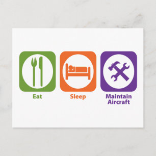 Eat Sleep Vliegtuig handhaven Briefkaart