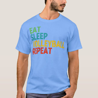 EAT SLEEP VOLLEYBAL HERHALEN grappige vintage retr T-shirt