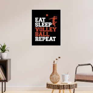 Eat Sleep Volleyball Herhaal volleyball Girl Gift Poster